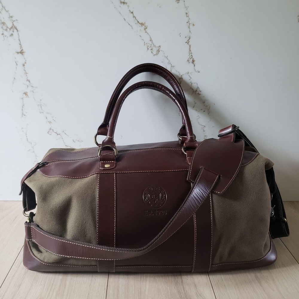 Roots of Fight Men's Canvas & Leather Duffel Bag Travel Weekender Carry-On 22